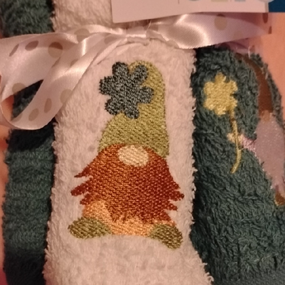 Mainstays Cotton Hand Towels - Green and White
